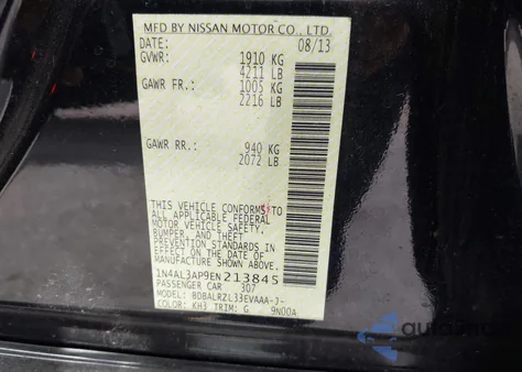 2014 Nissan Altima 2.5 S z USA, uszkodzony, nr VIN 1N4AL3AP9EN213845